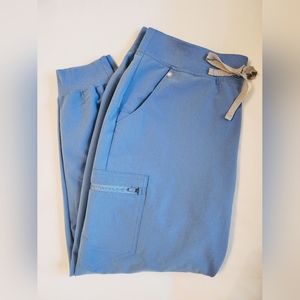 Figs Zamora high-waisted jogger scrub bottoms Ceil Blue in size XL